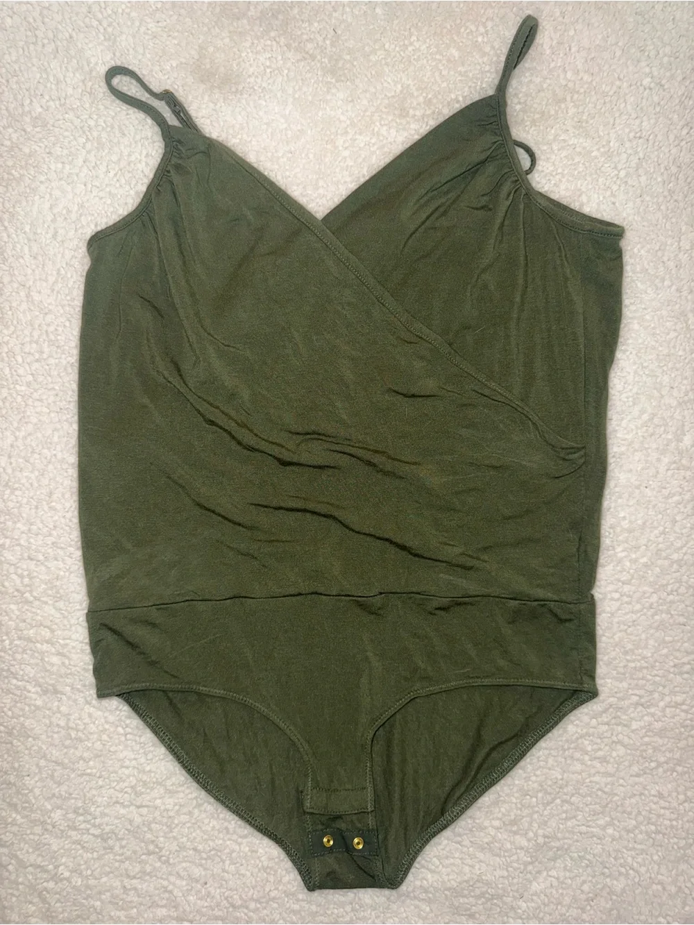 J.Crew Olive Green Faux Wrap Bodysuit Small